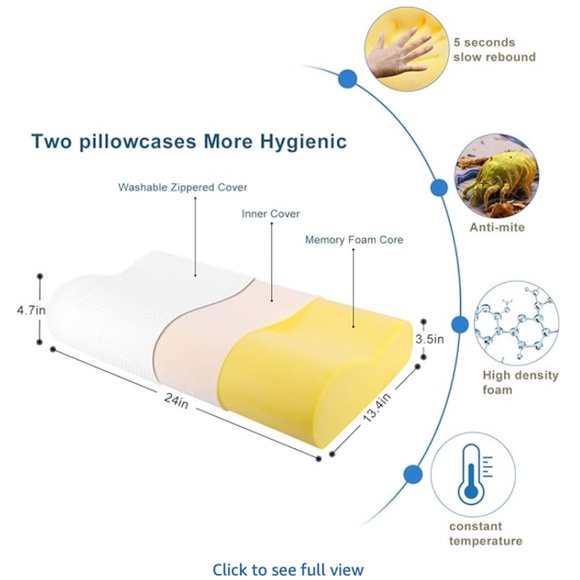 Wonwo Memory Foam Pillow, Bed Pillow for Side, Back, Stomach Sleepers Cervical - Picture 2 of 5